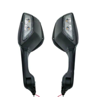 Motorcycle Rearview Mirrors with LED Turn Signals Lights for Kawasaki Ninja ZX-10R ZX10R ZX 10R 2011 2012 2013 2014 2015 2 Wire
