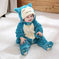 Kigurumis Baby Romper Cartoon Snorlax Onesie Infant Winter Warm Animal Outfit Cosplay Funny Costume 