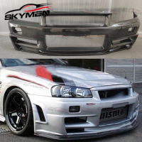 For Nissan Skyline R34 GTR NIS Type ZTune Carbon Fiber Glass Unpainted Front Bumper Guard Protector For R34 Car Styling
