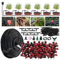 Garden 1/4'' Drip Irrigation Kit Automatic Watering System Adjustable Nozzles for Farmland Bonsai Plant Vegetable Greenhouse