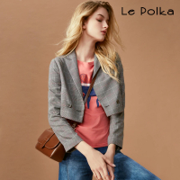 【Le Polka】英倫風短版格紋西裝外套-女(套裝/裙裝)