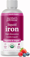 Organic Liquid Iron Supplement for Women Men & Kids with Vitamin C | Sugar Free Natural Berry Flav