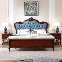大床 實木大床 意式美式鄉村雙人床1.8米2米實木大床歐式輕奢軟包儲物主臥室家具
