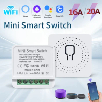 20A 16A Mini WiFi Smart Switch App Smart Life Remote Control Timer Support 2 Way Control Automation Module For Alexa Google Home