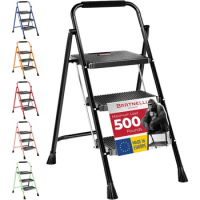 Pro Luxury Step Ladder, 3 Step Foldable Step Stool for Home Rock-Solid 500 lb Capacity, Soft Handle, Anti-Slip Feet