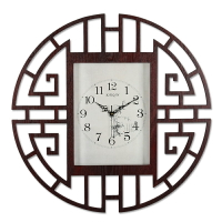 凱琴新中式客廳木頭壁掛鐘創意石英鐘表復古定制時鐘臥室靜音掛表