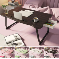 For Russian Portable Folding Laptop Stand Holder Study Table Desk Wooden Foldable Computer Desk for Bed Sofa Tea Serving Table