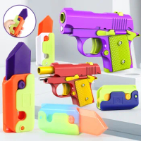 3D Printed Model Gravity Small Radish Knife Gun Non-firing Luminous Knife Water Gun Pendant Decompression Toy Push Card Gift