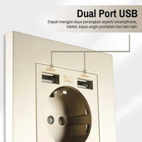 Taffware Stop Kontak EU Colokan Listrik Dinding dan 2 Port USB - Pengisian Daya Praktis, Desain Mode