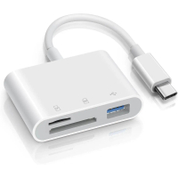 Pembaca Kad USB 2.0 3 dalam 1 Adaptor Kad Memori Pintar SD/TF/Compact Flash Jenis C OTG Pembaca Kad 
