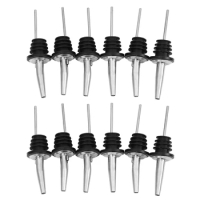 12Pcs Stainless Steel Spirit Wine Bottle Pourer Stopper Free Flow Liquor Cocktail