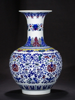 景德鎮陶瓷器青花瓷花瓶仿乾隆年斗彩賞瓶仿古客廳裝飾品書房擺件