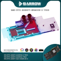 Barrow RTX 2080Ti Water Block For MSI RTX2080Ti Gaming X Trio / Sea Hawk Video Card GPU Water Cooler ARGB SYNC BS-MSG2080TM-PA