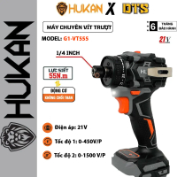 Máy chuyên vít trượt pin 21V Hukan  BODY-G1-VT555, lực siết 55N.m | Máy bắn vít đa năng tích hợp 23 