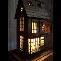 Lampu Hias Kayu Miniatur Harry Potter Wizard Book store