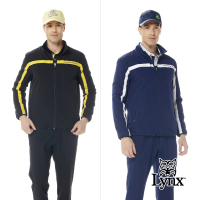 【Lynx Golf】首爾高桿風格！男款防風防潑水內刷毛保暖跳色配布剪裁設計長袖外套(二色)