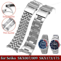 20mm 22mm Curved End Solid Stainless Steel Strap for Seiko SKX007 SKX009 Watchband for Jubile for Oyster Men Watch Accessories
