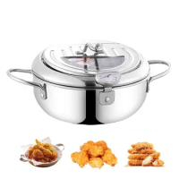 Japanese Deep Fryer Deep Fryer Pot with Thermometers Easy to Clean and Store Japanese Style Tempura Fryer Pan forTempura chips