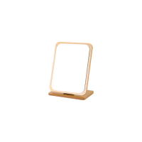 【夢巴黎】木質化妝鏡 13*18cm(化妝鏡 桌面 簡約 木質化妝鏡 鏡子 梳妝鏡 鏡 折疊鏡)