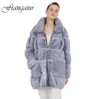 Ftangaiur Winter Import Velvet Mink Coat For Female Removable Double face Natural Fur Coat Women's Long Real Mink Fur Coats