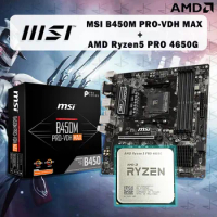 NEW AMD Ryzen 5 4650G R5 4650G CPU + MSI B450M PRO-VDH MAX Motherboard Set meal Socket AM4 Not fan