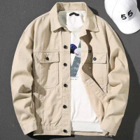 American style flight casual lapel motorcycle suit loose spring and autumn new denim work jacket oversized jacket for men