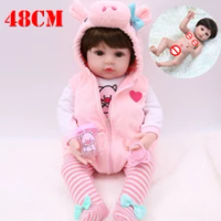 Baru Lahir Bayi Ukuran 48 Cm Full Body Silikon Reborn Boneka Bayi Berwarna Merah Muda Babi Gaun Set BEBE Reborn Boneca Tahan Air bak Mandi Air Panas Boneka Mainan Hadiah