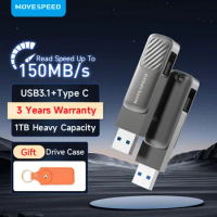 MOVESPEED 2 in 1 USB Flash Drive 1TB USB 3.1 OTG Type C Pen Drive 128GB 256GB 512GB 64GB Metal Pendrive for Macbook Smart TVs