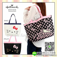 日本 三麗鷗 Hello Kitty 黑底 雙面可用 行李袋/肩背包/包包 《 Hallmark Kitty聯名款 》★ 附同系列可拆式收納包 ★ 夢想家精品家飾