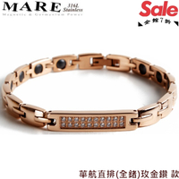 【MARE-316L白鋼】系列：華航直排(全鍺)玫金鑽 款
