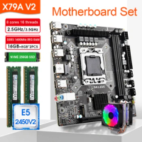 X79 A V2 Motherboard LGA 1356 E5 2450V2+16GB（2*8GB)1600MHz DDR3 ECC RAM Support Dual Channels And 256GB M.2 SSD+Cooler Kit