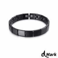 A MARK 鈦鋼手鍊 磁石手鍊/真金鍍層極簡方塊素面陶瓷能量磁石鑲嵌316L鈦鋼手環(2色任選)