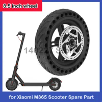 E Scooter Rear Tire w Wheel Hub Disc Brake Set 8.5in Solid Electric Scooter Wheel Replacement for Xiaomi M365 Scooter Spare Part