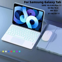 Backlight Keyboard Case for Samsung Galaxy Tab S6 Lite 10.4 A9 Plus S9FE 11 2023 Tablet Cover Funda S9 S8 S7 Plus S9FE+12.4 A8