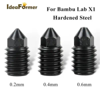 Hardened Steel Nozzle 0.2/0.4/0.6mm for Bambu Lab x1 1.75mm Filament For Bambu Lab Nozzle 3D Printer Parts x1 Carbon Nozzle