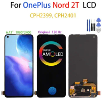 Original AMOLED For OnePlus Nord 2T LCD Screen Display+Touch Panel Digitizer For OnePlus Nord2T CPH2399, CPH2401 LCD Replacement
