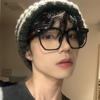 大黑框眼鏡大臉男專業可配復古木紋多邊形眼睛鏡架高級感