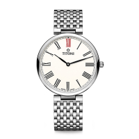 TITONI瑞士梅花錶 纖薄系列 石英男錶 (TQ 52718 S-608)-白面不鏽鋼鍊帶/37mm