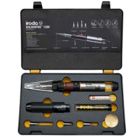 【Iroda】PRO-120K 金屬耐用型自動點火瓦斯烙鐵 4件組(瓦斯存量 清晰可見)