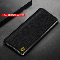 Luxurious Leather Case for Huawei Mate X2 Phone Case Ultra-Thin Anti-shock Bumper Fold Frame For Huawei Mate X2 Leather Case
