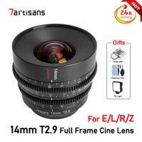 7artisans 14mm T2.9 Full Frame Cine Lens Large Aperture Manual Spectrum Lens For Sony E Nikon Z Leica TL SIGMA FP Canon RF R5