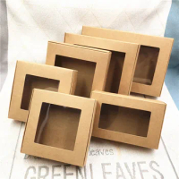 20Pcs /Lot Kraft Gift Packaging Kraft Boxes &amp; Marbling-PVC-Window Package Box ,Handmade Soad Storage Paper Boxes