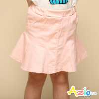 Azio Kids美國派 女童  短裙 下擺造型純色魚尾彈性短裙附內搭褲(粉)