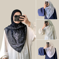 Tudung Selendang beaded shawlRekaan Klasik Warna Merah Karme Gaya Flowy Bahan Sifon Sesuai untuk Bah