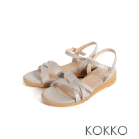 【KOKKO 集團】不對稱編織紓壓軟墊涼鞋(淺灰色)