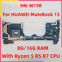 For HUAWEI MateBook 13 HN-W19R HN-WX9X Laptop Motherboard With Ryzen 5 R5-3500U R7-3700 CPU 8G 16G RAM 100% Fully Tested