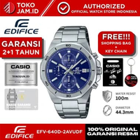 Jam Tangan Pria Casio Edifice EFV-640D-2AVUDF Original Analog Chronograph Blue Dial Stainless Steel 