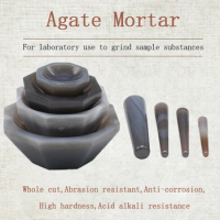 Agate Mortar and Pestle for Lab Research, Life Sciences, Herb Grinder, Pill Crusher Set