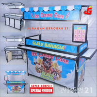 Booth Portable Tulang Hitam Extra Jumbo Gerobak Lipat Meja Jualan / Usaha