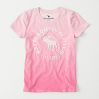 美國百分百【Abercrombie &amp; Fitch】T恤 AF 短袖 T-shirt 短T 麋鹿 女 漸層粉紅XS S號美國青年版 H788